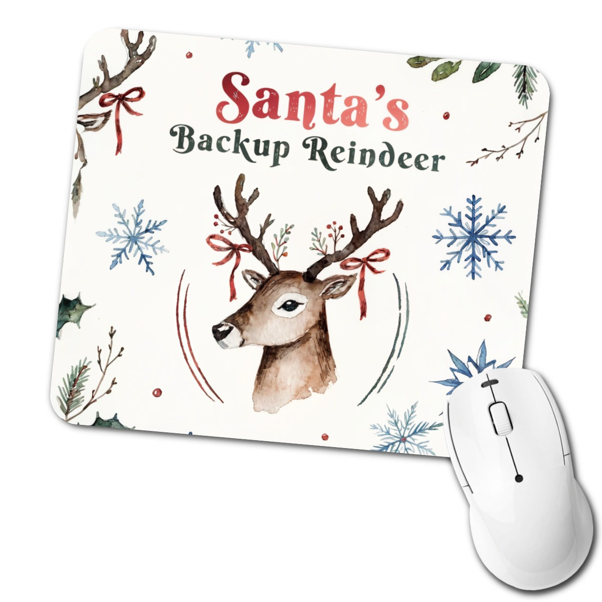 Santa's Backup Reindeer Funny Low Profile Mouse Pad Mat