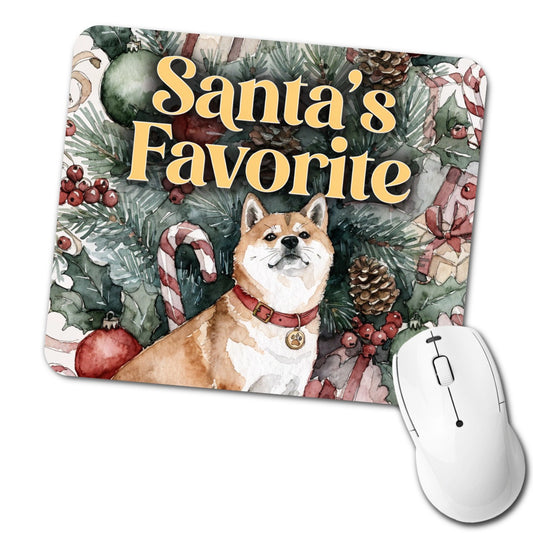 Shiba Inu Dog Christmas Santa's Favorite Low Profile Mouse Pad Mat