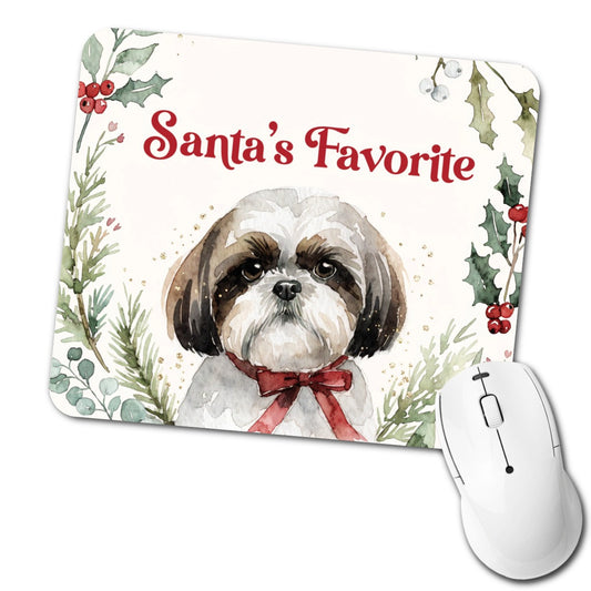 Shih Tzu Dog Christmas Santa's Favorite Low Profile Mouse Pad Mat