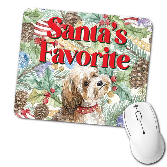 Shorkie Dog Christmas Santa's Favorite Low Profile Mouse Pad Mat