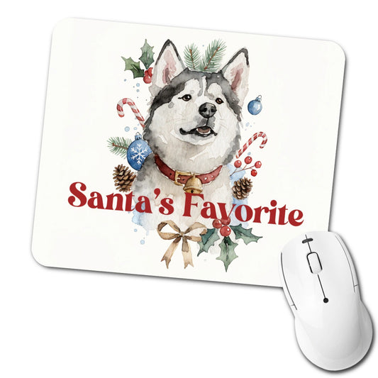 Siberian Husky Dog Christmas Santa's Favorite Low Profile Mouse Pad Mat