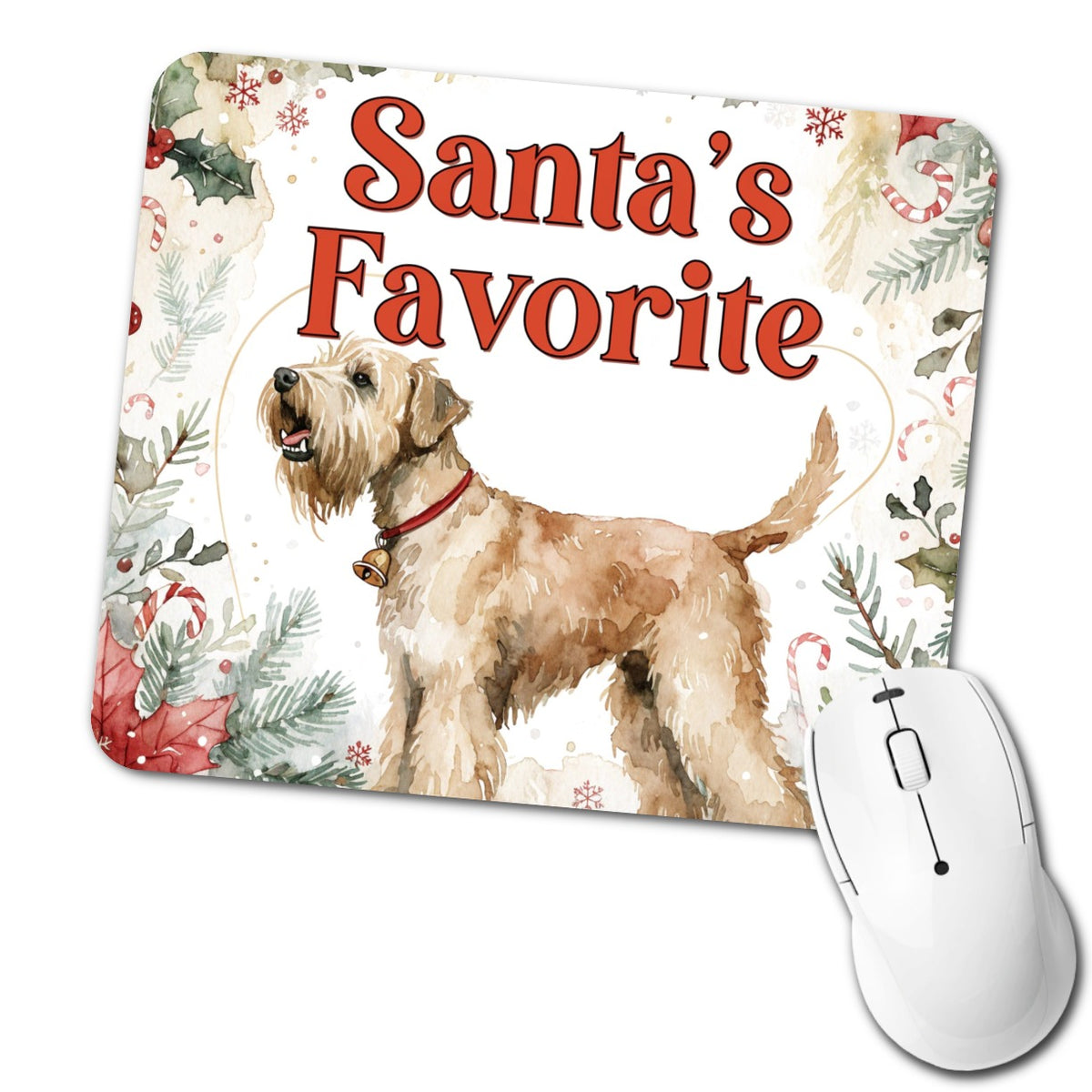 Soft Coated Wheaten Terrier Dog Christmas Santa's Favorite Low Profile Mouse Pad Mat