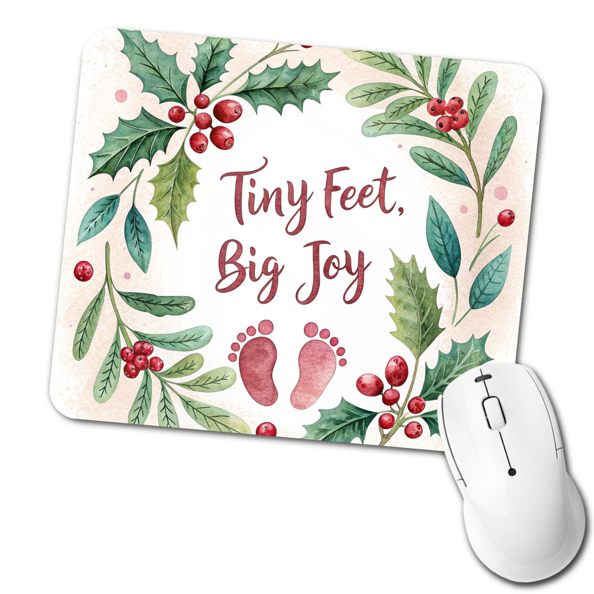 Tiny Feet Big Joy Baby Christmas Low Profile Mouse Pad Mat