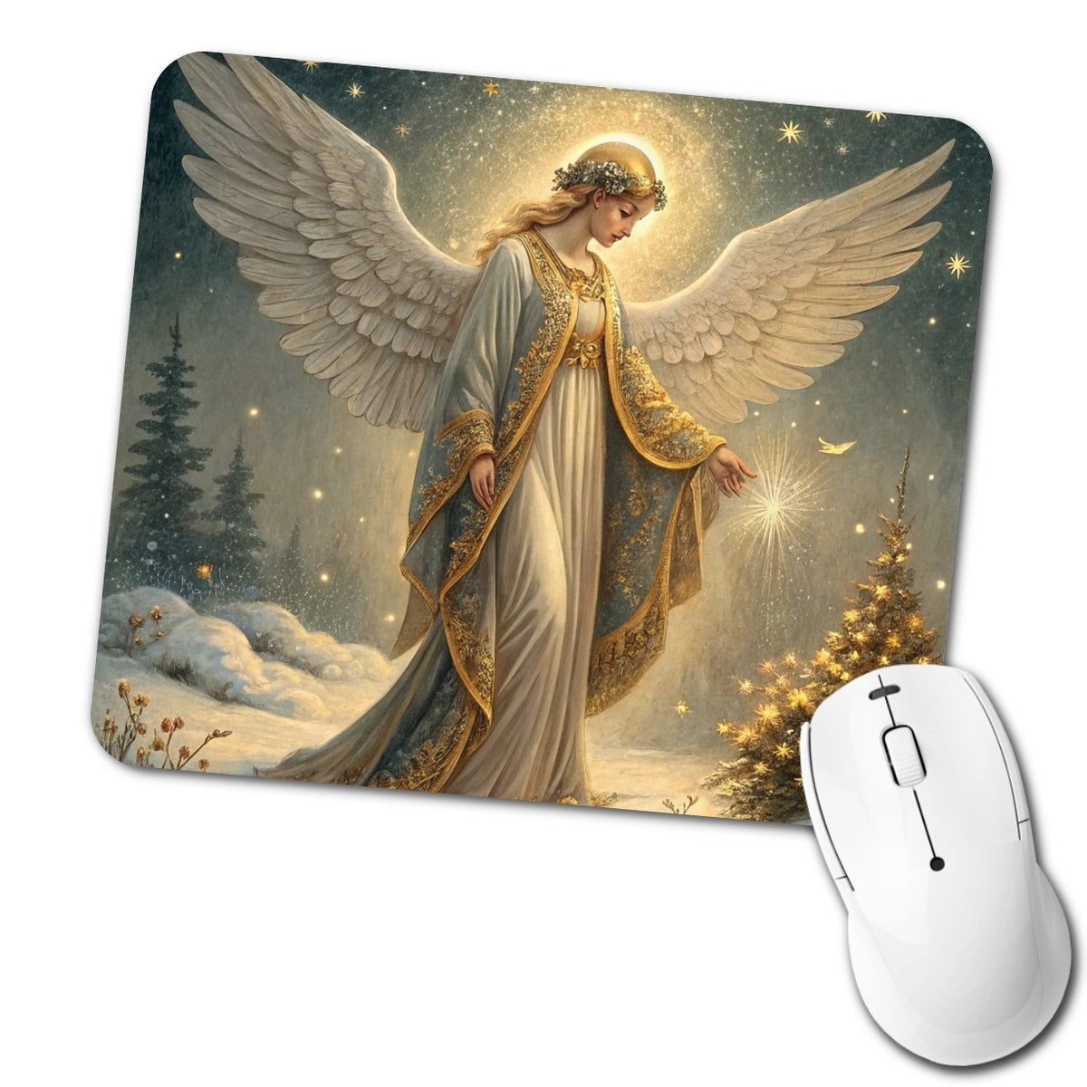 Vintage Victorian Christmas Angel Low Profile Mouse Pad Mat