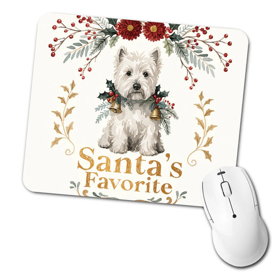 West Highland White Terrier Westie Dog Christmas Santa's Favorite Low Profile Mouse Pad Mat
