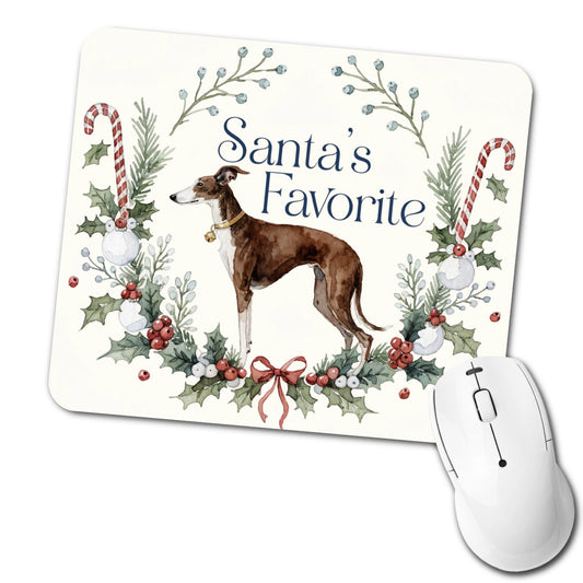 Whippet Dog Christmas Santa's Favorite Low Profile Mouse Pad Mat