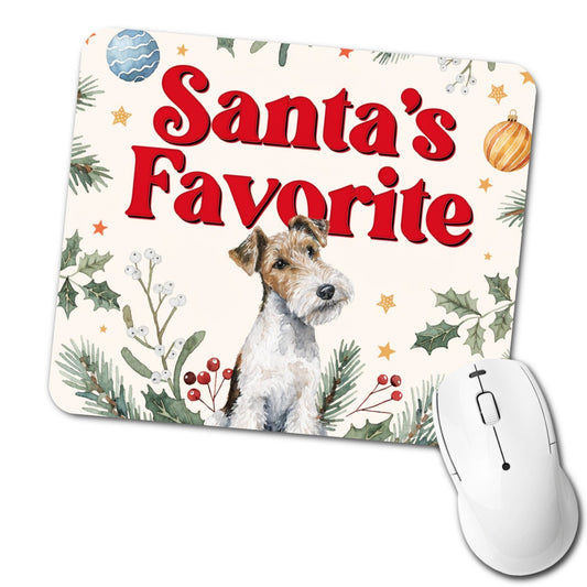Wire Fox Terrier Dog Christmas Santa's Favorite Low Profile Mouse Pad Mat