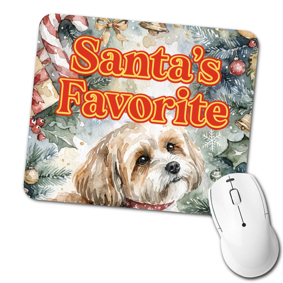 Yorkipoo Dog Christmas Santa's Favorite Low Profile Mouse Pad Mat