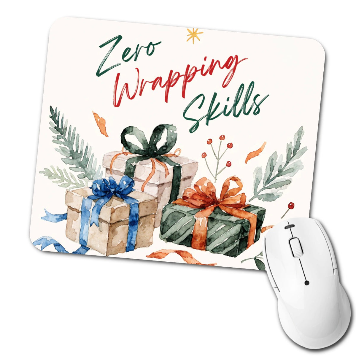 Zero Wrapping Skills Christmas Funny Low Profile Mouse Pad Mat