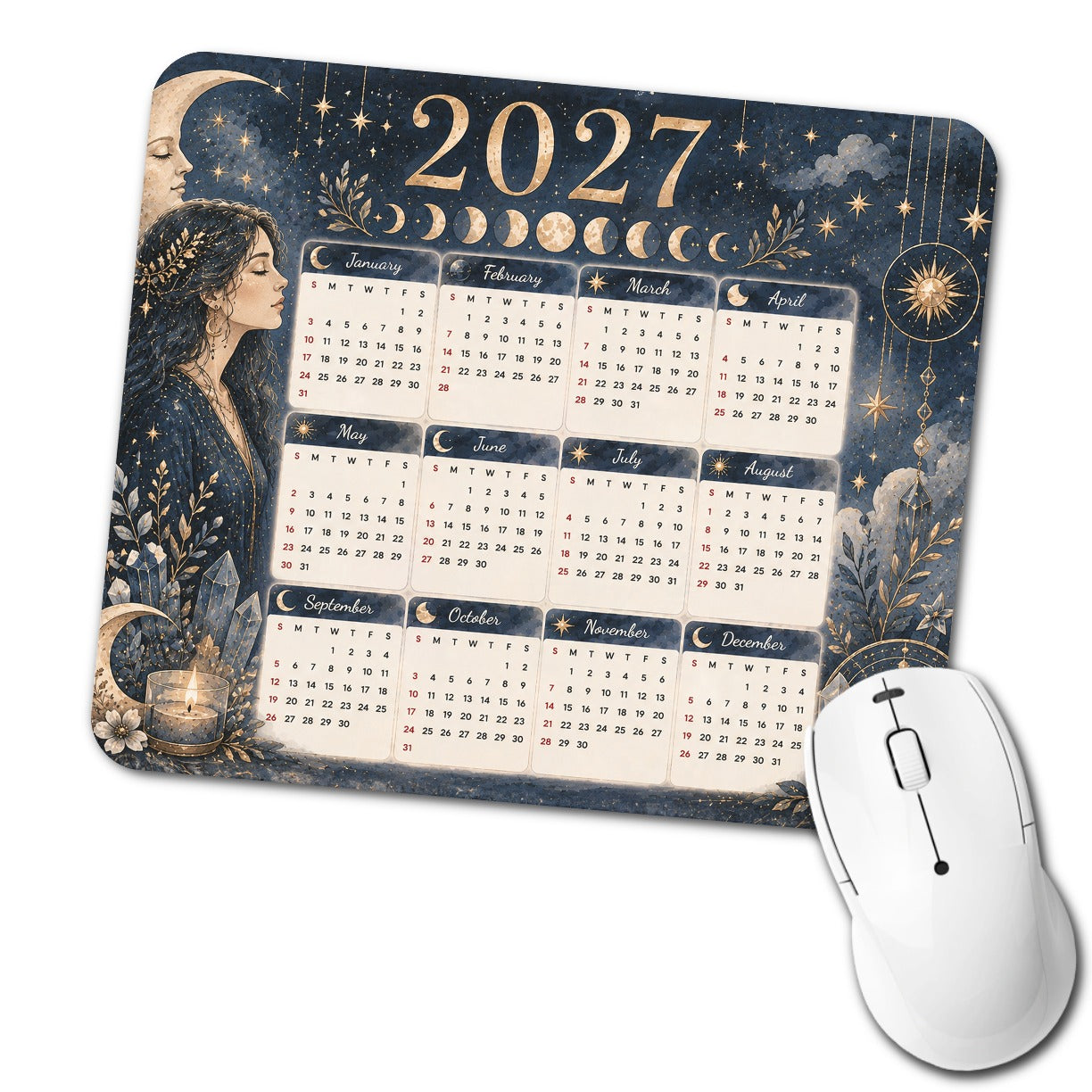 Celestial Elegant 2027 Calendar Low Profile Mouse Pad Mat