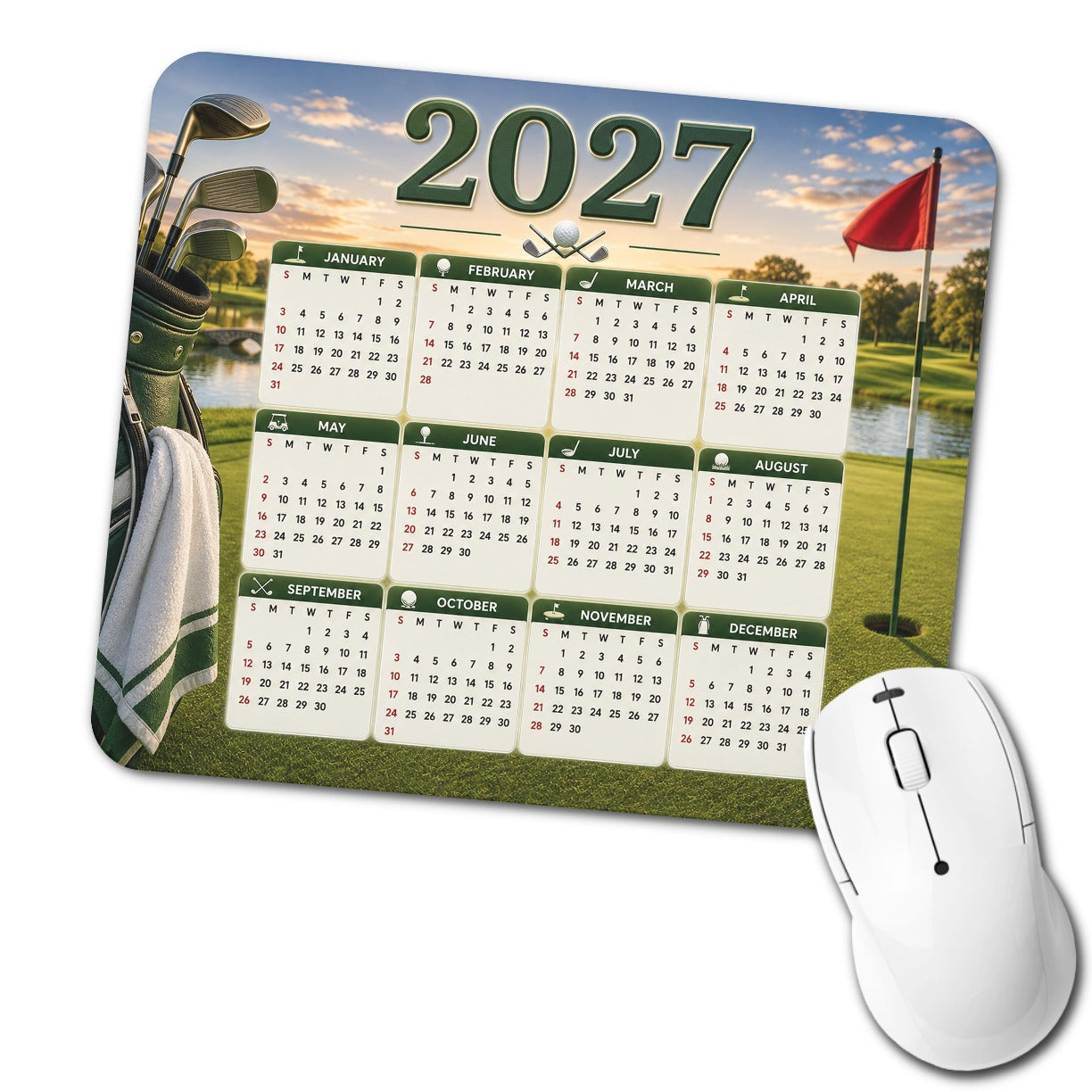 Golfing 2027 Calendar Low Profile Mouse Pad Mat