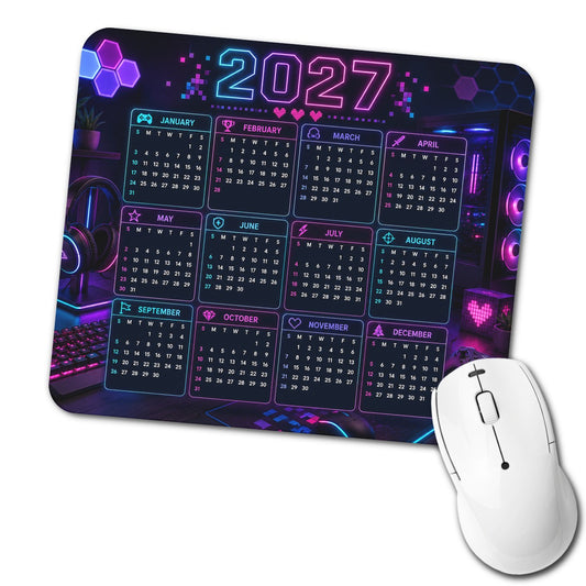 Neon Gamer Gaming 2027 Calendar Low Profile Mouse Pad Mat