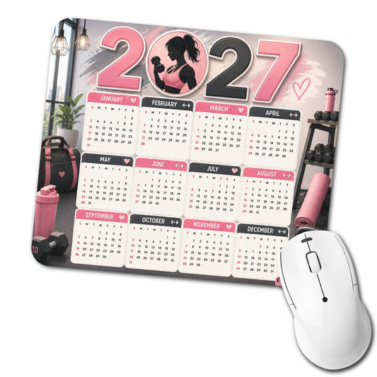 Pink Power Fitness 2027 Calendar Low Profile Mouse Pad Mat
