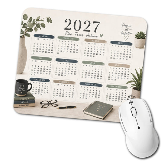 Plan Focus Achieve 2027 Calendar Low Profile Mouse Pad Mat