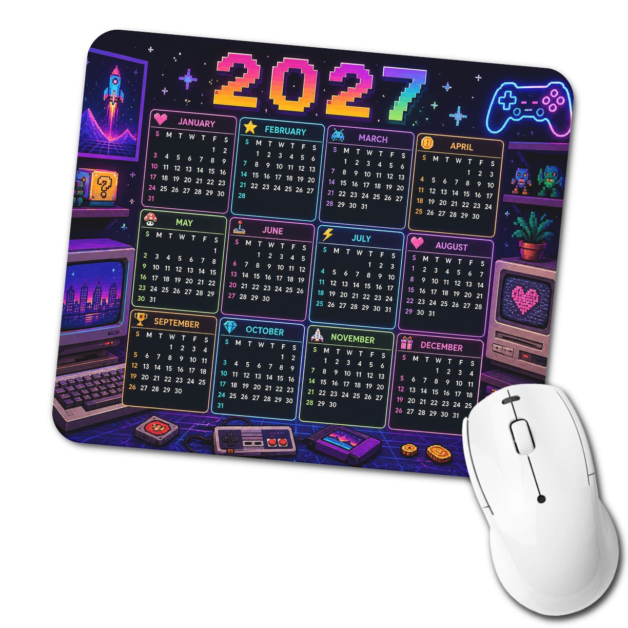 Retro Gamer Gaming 2027 Calendar Low Profile Mouse Pad Mat