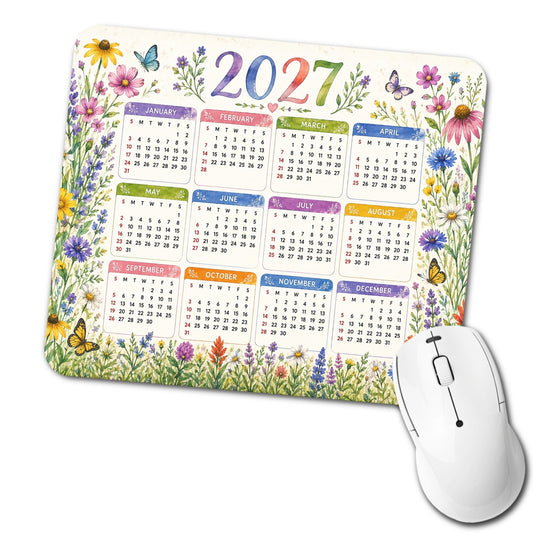 Wildflowers Floral Garden 2027 Calendar Low Profile Mouse Pad Mat