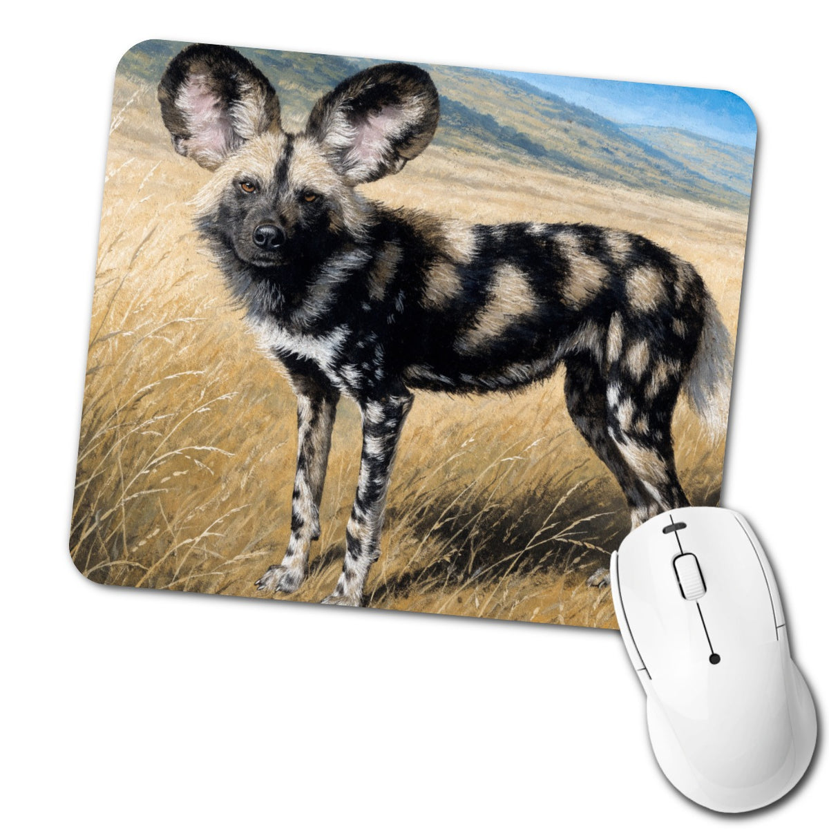 African Wild Dog Low Profile Mouse Pad Mat