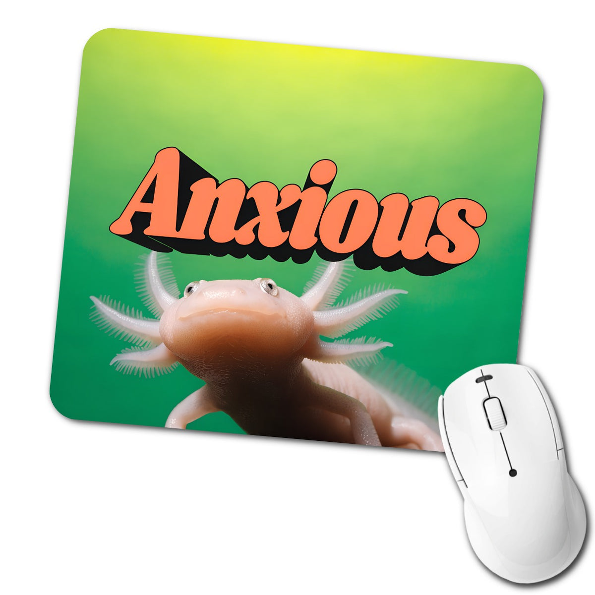 Anxious Axolotl Funny Low Profile Mouse Pad Mat