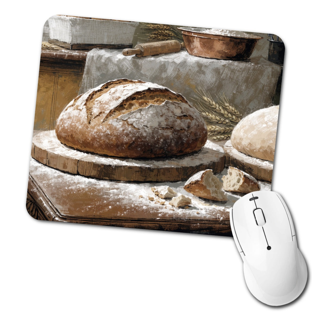 Artisan Bread Baking Low Profile Mouse Pad Mat