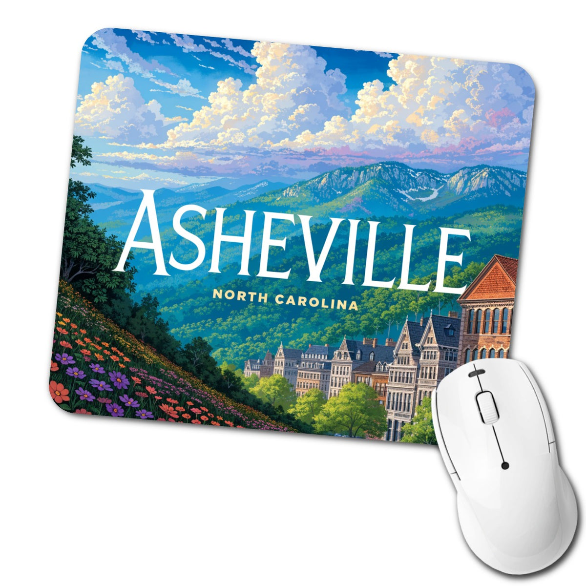Asheville North Carolina Travel Low Profile Mouse Pad Mat