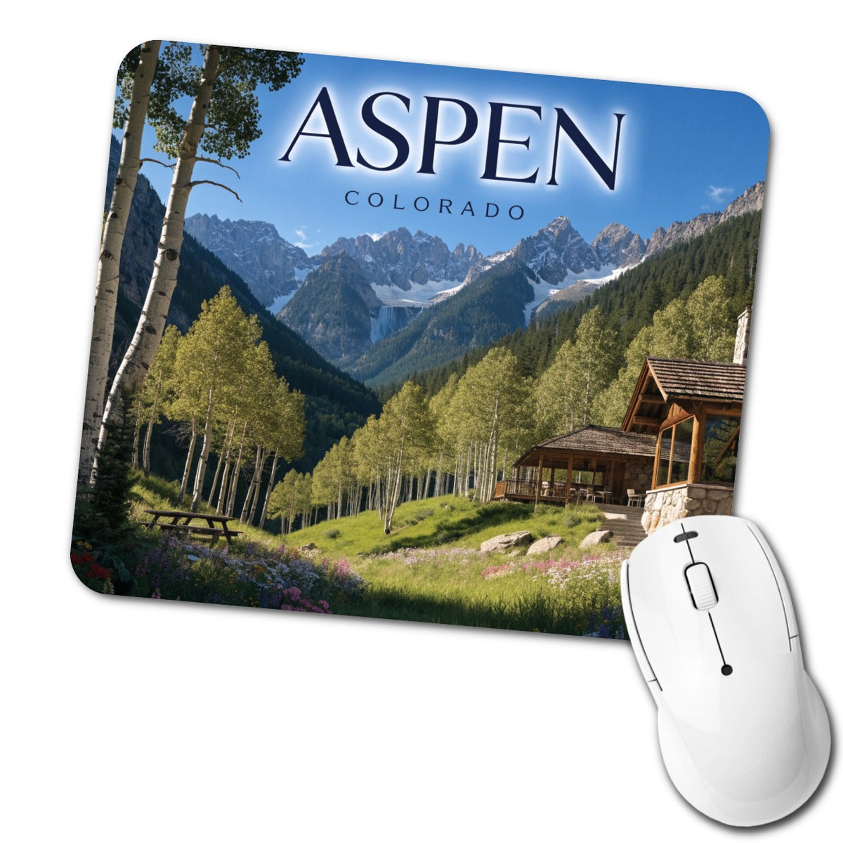 Aspen Colorado Mountains Travel Low Profile Mouse Pad Mat
