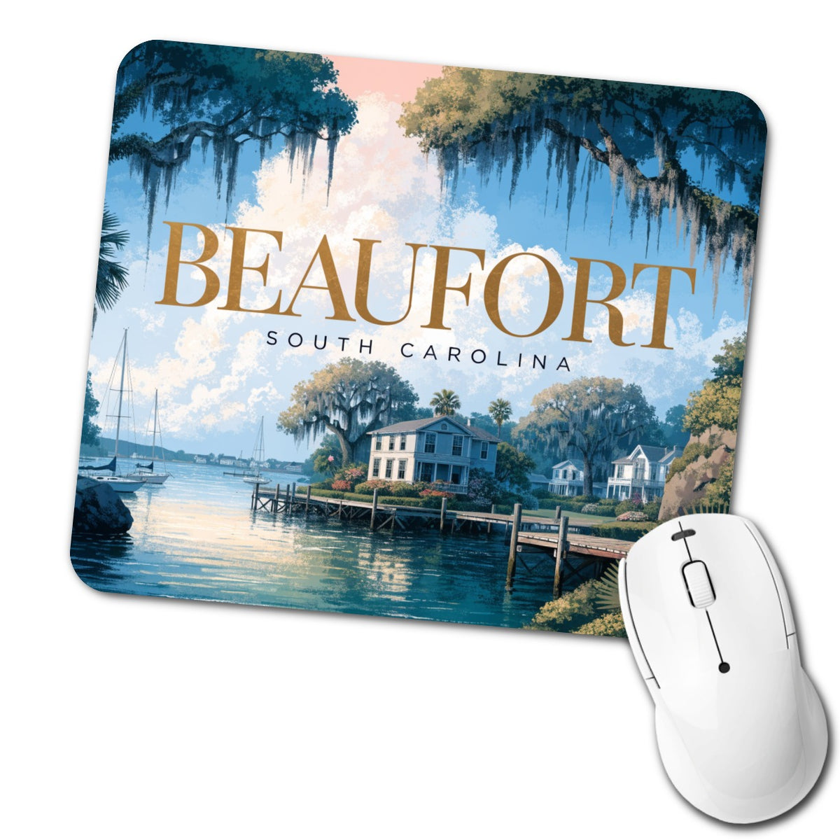 Beaufort South Carolina Travel Low Profile Mouse Pad Mat