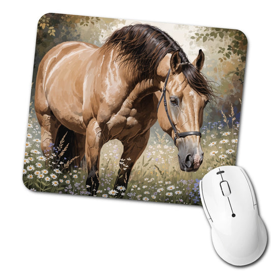 Beautiful Horse Wildflowers Low Profile Mouse Pad Mat