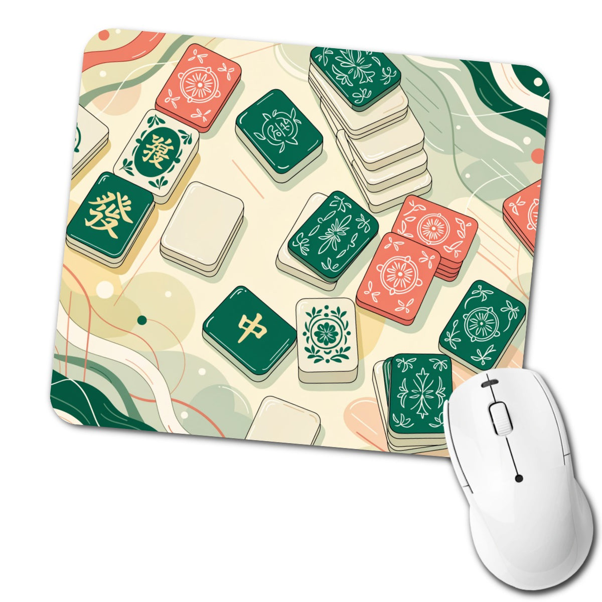 Beautiful Mahjong Tiles Low Profile Mouse Pad Mat