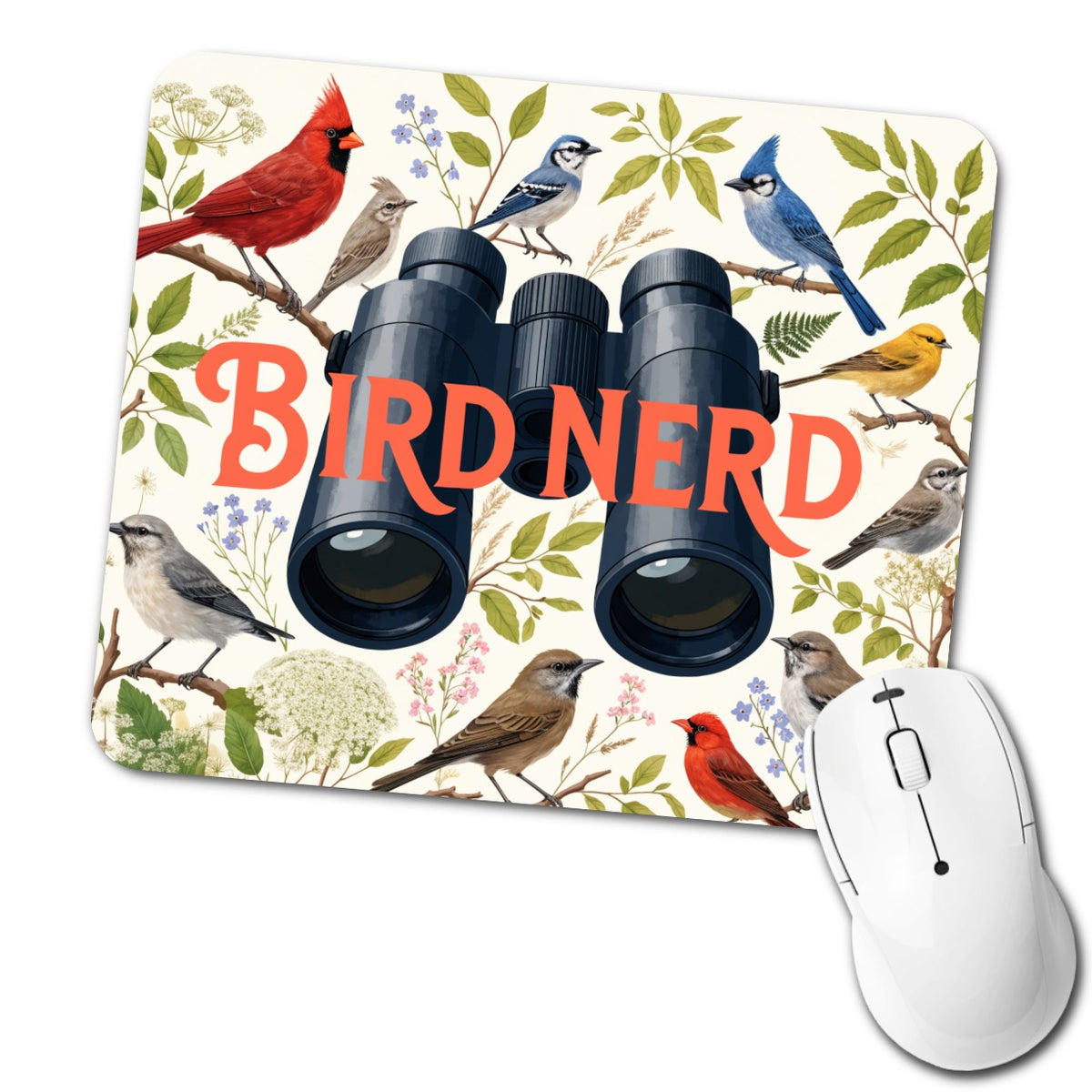Bird Nerd Binoculars Birdwatching Low Profile Mouse Pad Mat