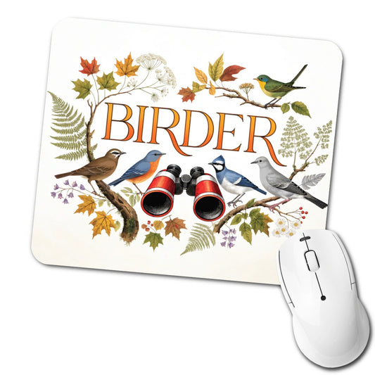 Birder Birdwatching Binoculars Low Profile Mouse Pad Mat