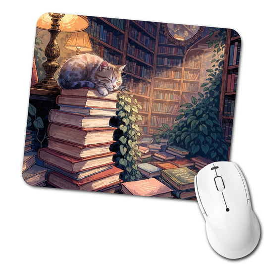 Bookstore Cat Low Profile Mouse Pad Mat