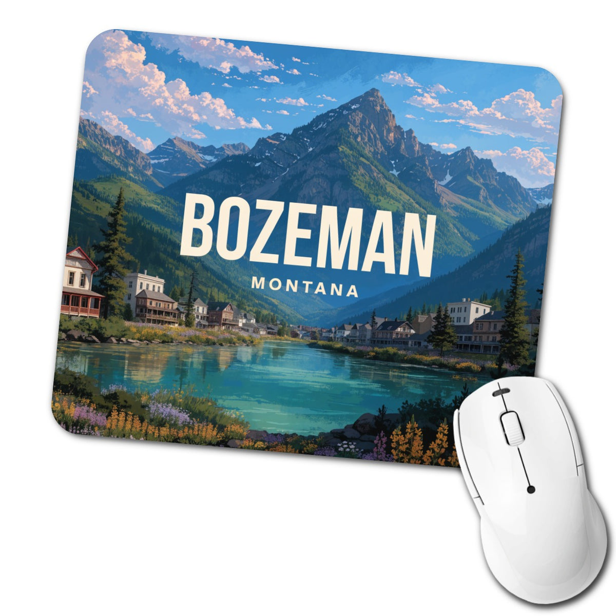 Bozeman Montana Travel Low Profile Mouse Pad Mat