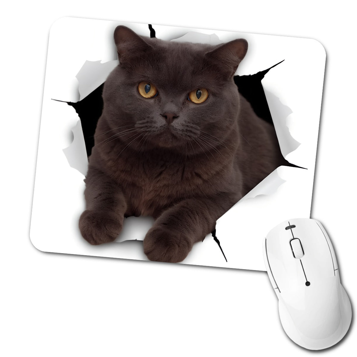 British Shorthair Cat Breakout Low Profile Mouse Pad Mat