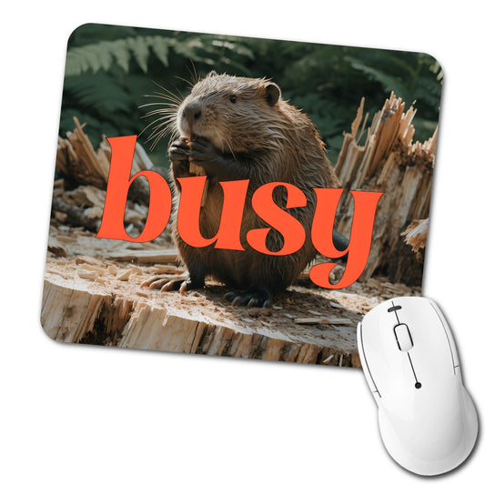 Busy Beaver Funny Low Profile Mouse Pad Mat