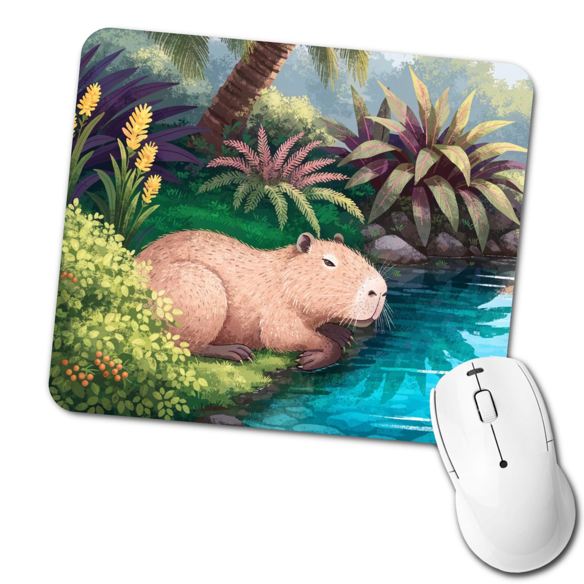 Capybara Tropical Pond Low Profile Mouse Pad Mat