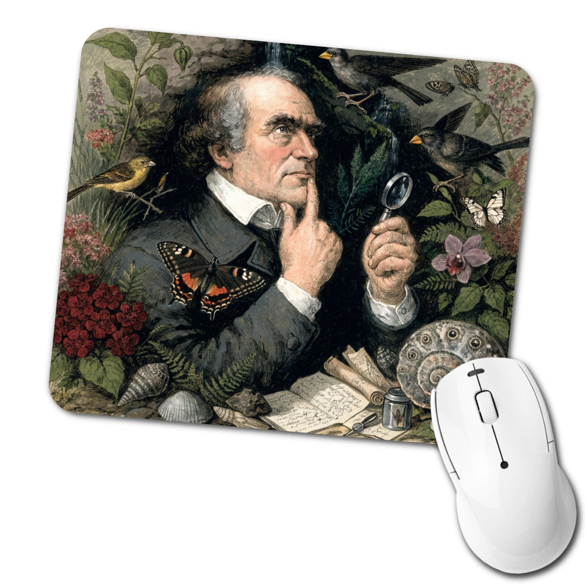 Charles Darwin Naturalist Low Profile Mouse Pad Mat