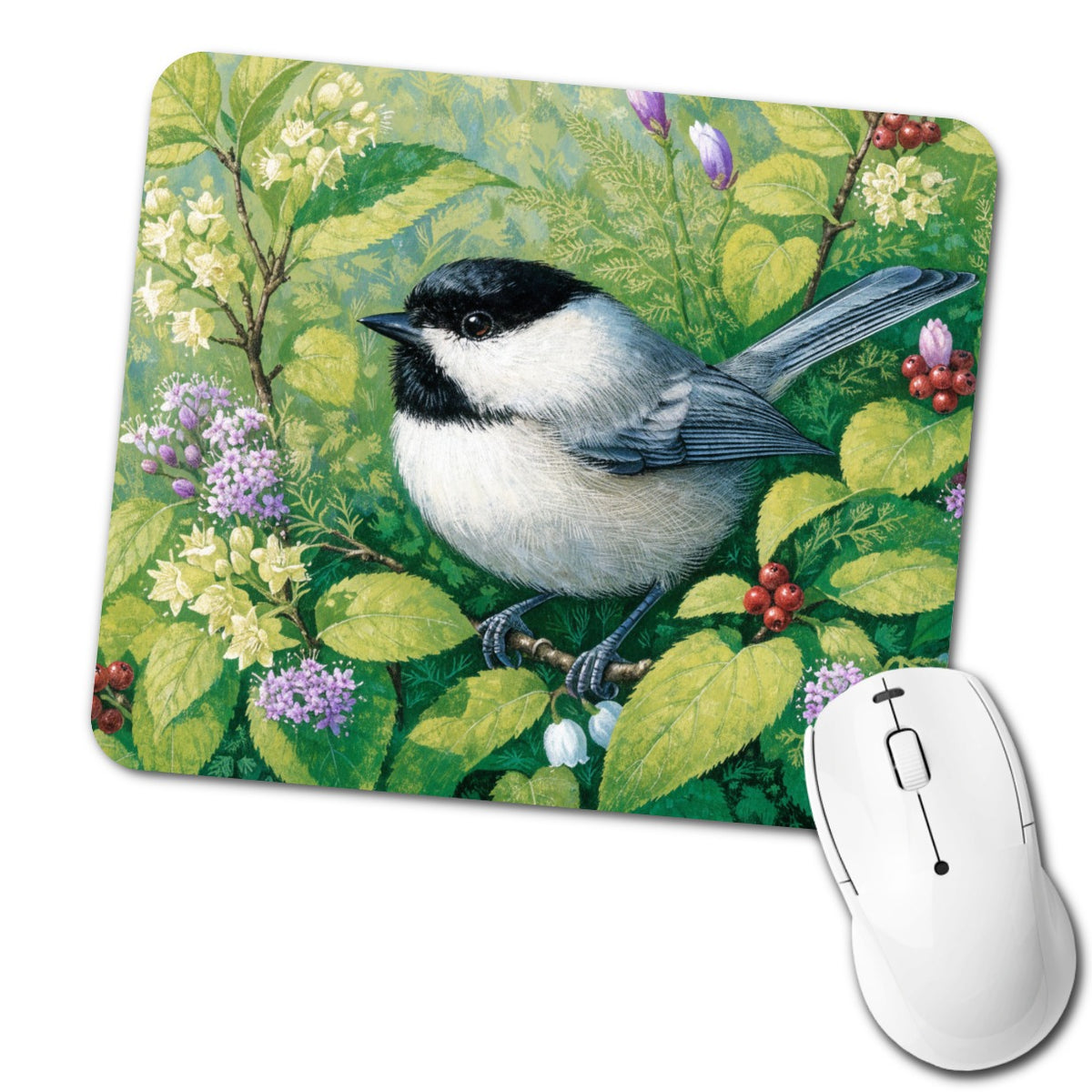Chickadee Wildflower Garden Low Profile Mouse Pad Mat