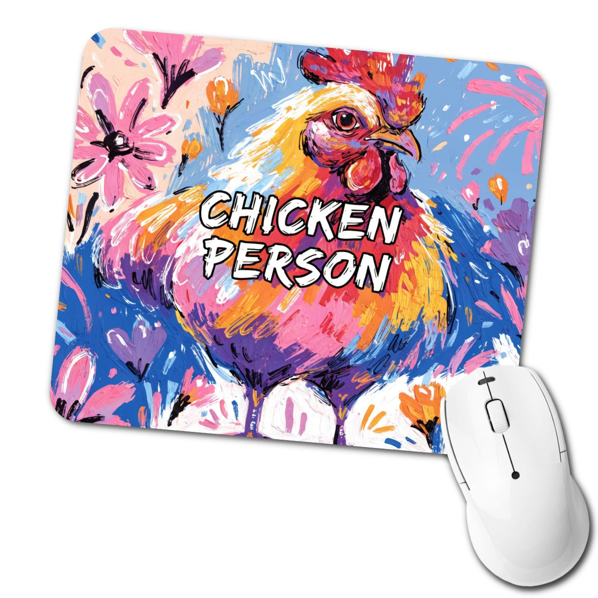 Chicken Person Funny Low Profile Mouse Pad Mat