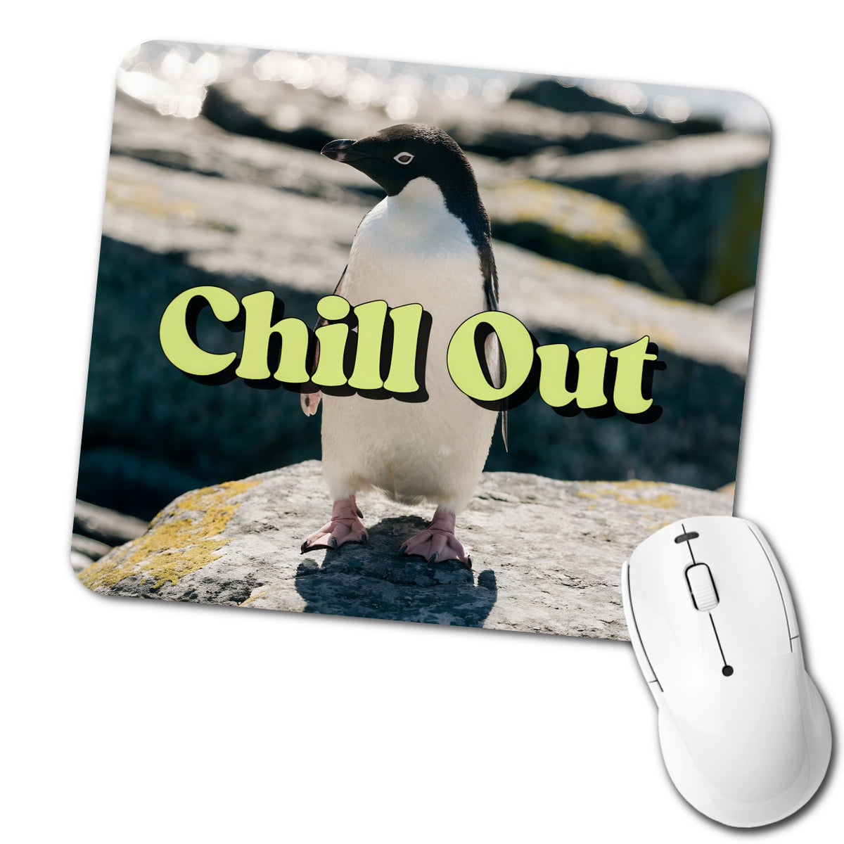 Chill Out Penguin Funny Low Profile Mouse Pad Mat