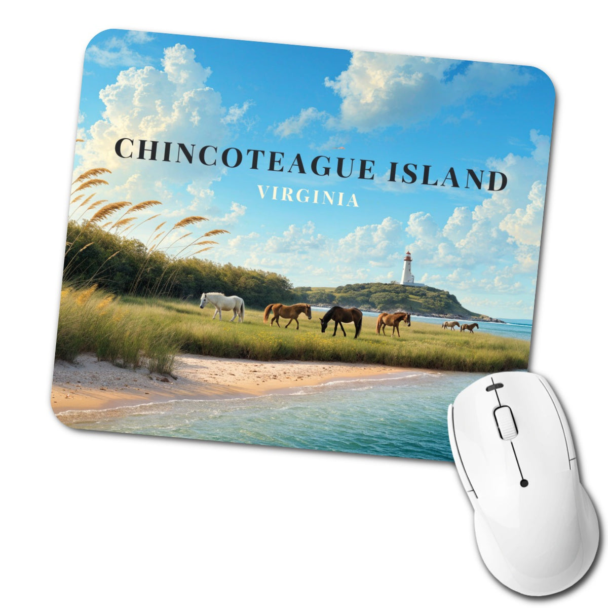 Chincoteague Island Virginia Travel Low Profile Mouse Pad Mat