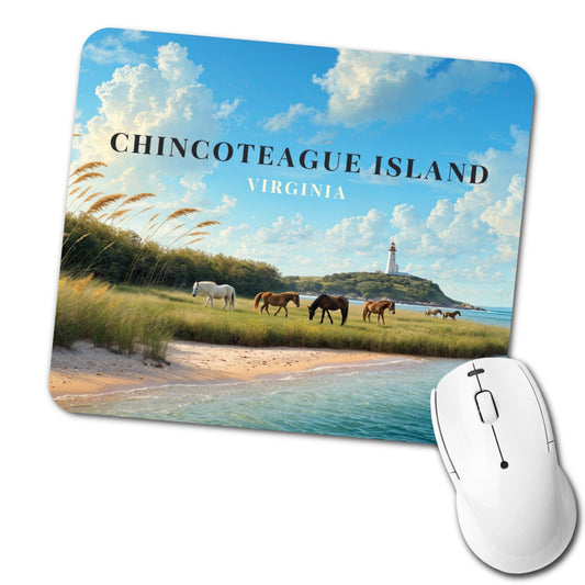 Chincoteague Island Virginia Travel Low Profile Mouse Pad Mat
