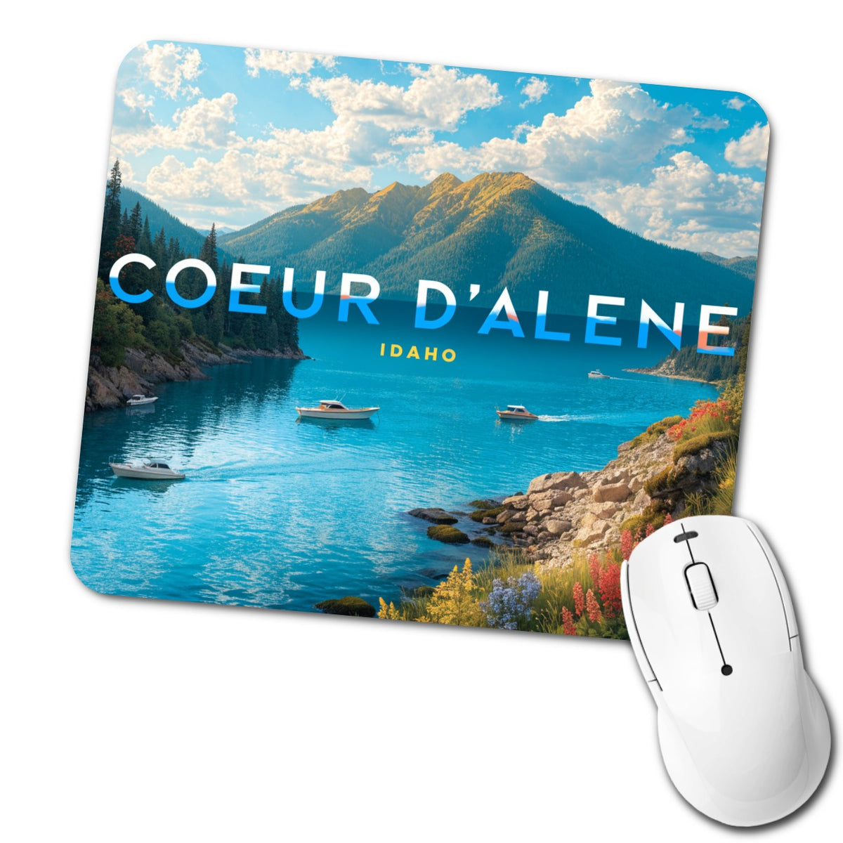 Coeur d'Alene Idaho Travel Low Profile Mouse Pad Mat