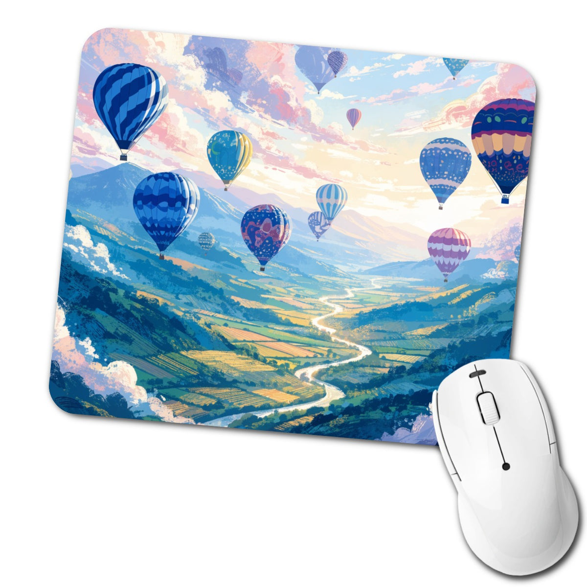 Colorful Hot Air Balloons Low Profile Mouse Pad Mat
