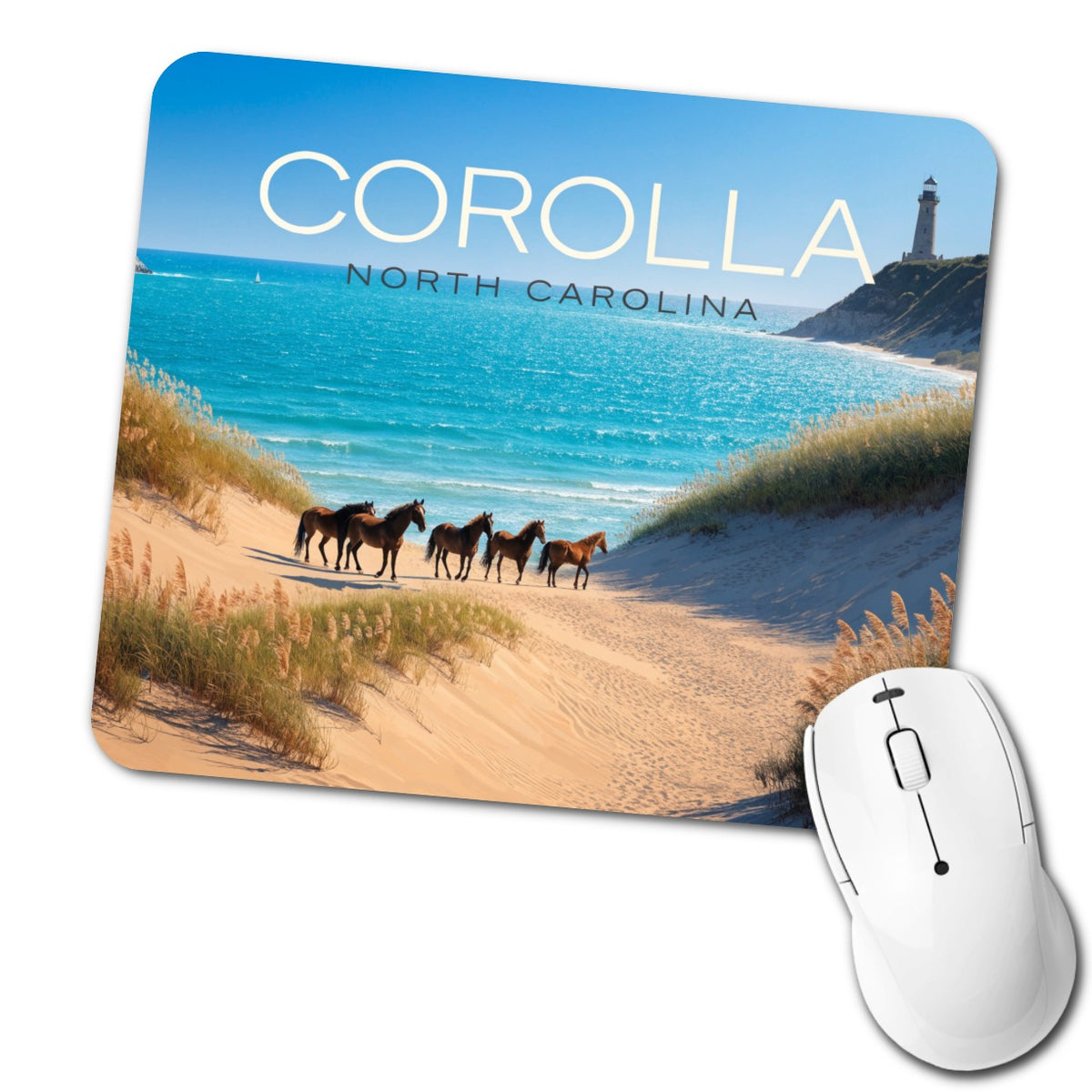Corolla North Carolina Travel Low Profile Mouse Pad Mat