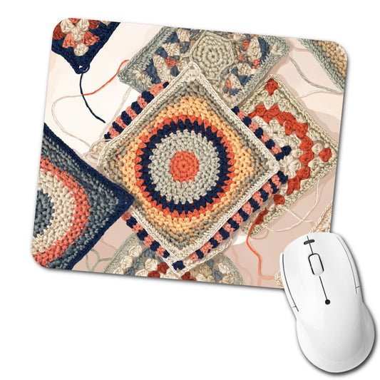 Cozy Crochet Granny Squares Low Profile Mouse Pad Mat