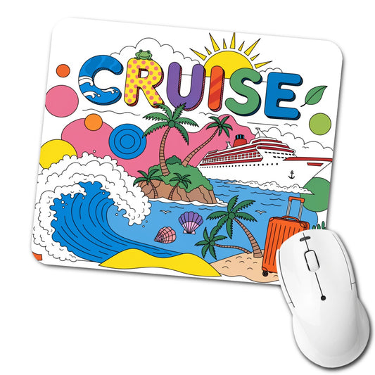 Cruise Ship Colorful Bold Travel Low Profile Mouse Pad Mat