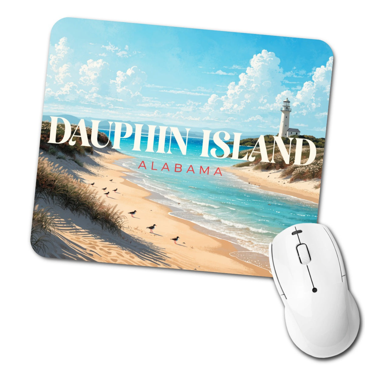 Dauphin Island Alabama Travel Low Profile Mouse Pad Mat