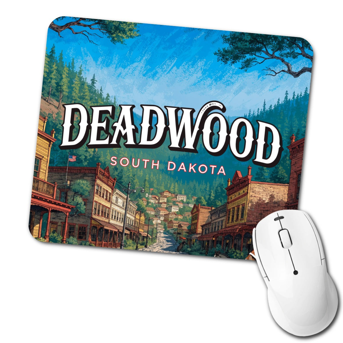 Deadwood South Dakota Travel Low Profile Mouse Pad Mat