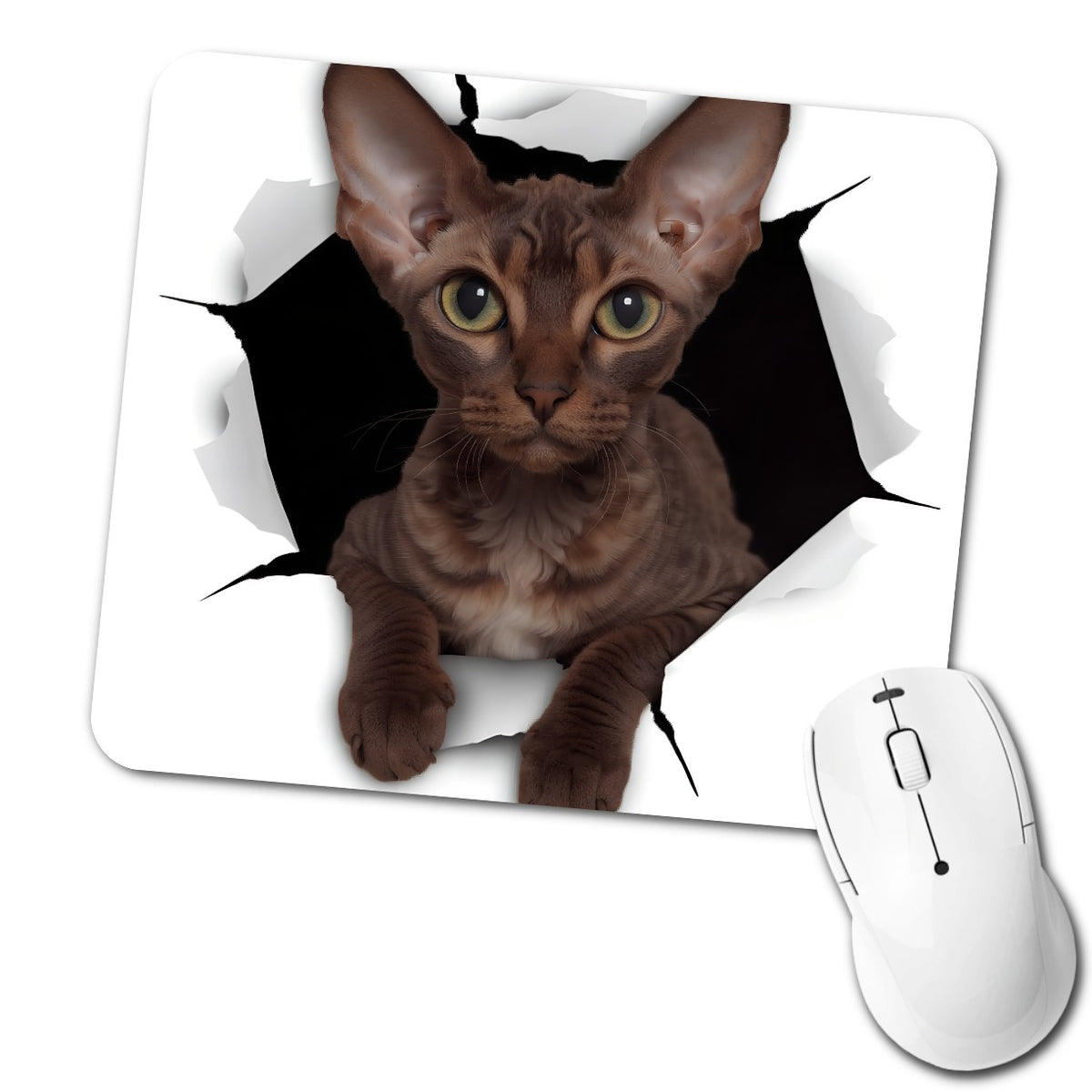 Devon Rex Cat Breakout Low Profile Mouse Pad Mat