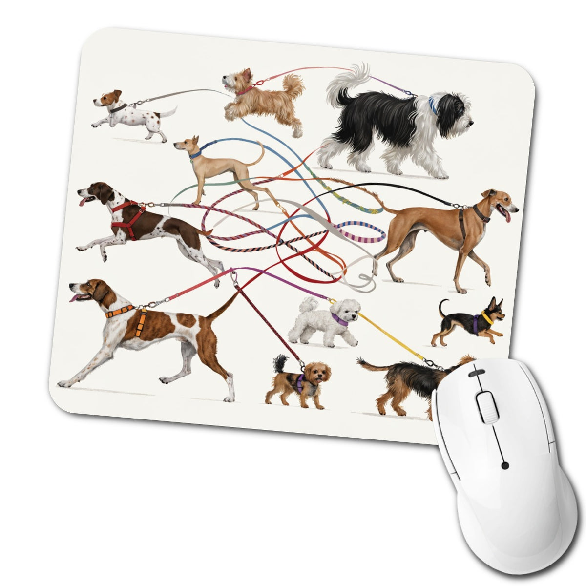 Dog Walking Fun Low Profile Mouse Pad Mat